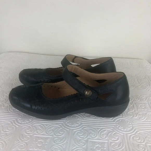 Hotter Women Chile Black Leather Chunky Mary Jane Comfort Shoe Square England - Picture 3 of 10